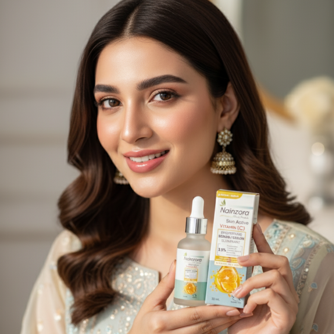 Nainzora Vitamin C + Hyaluronic Acid Serum | Best Serum for Glowing Skin & Hydration 
