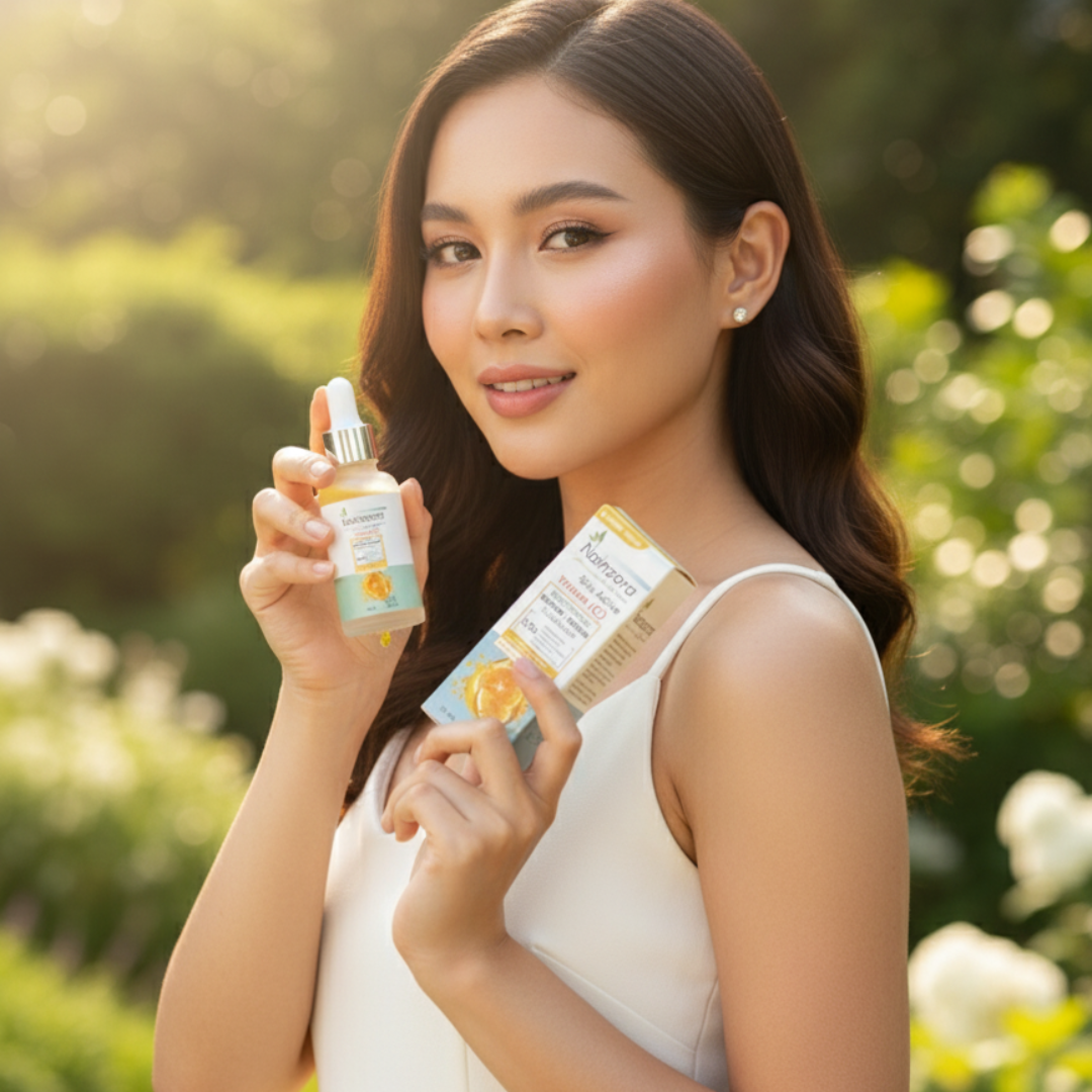 Nainzora luxury skincare serum with Vitamin C and Hyaluronic Acid for dark spots